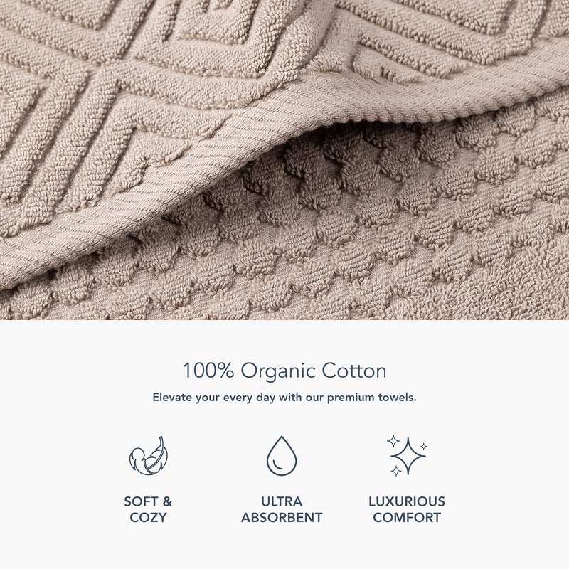 TexereSilk Texere 100% Organic Cotton Diamond Jacquard 700 GSM Luxury Bath Towel Sets - Ultra Soft and Absorbent Hotel and Spa Quality (Diamond, Oxford Tan, 2 Bath & 2 Hand Towels) - Image 2